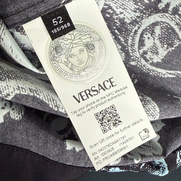 Versace INFORMAL SHIRT BAROQUE MINT PRINT POPLIN FABRIC - Picture 9 of 13